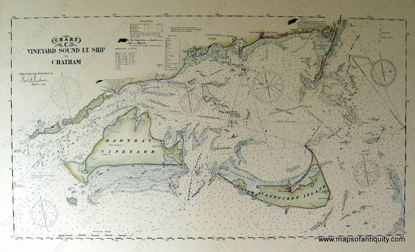 Reproduction-Chart-C-Vineyard-Sound-Lt.-Ship-to-Chatham-Reproduction-Reproductions-Cape-Cod-and-Islands-Reproduction-Eldridge-Maps-Of-Antiquity