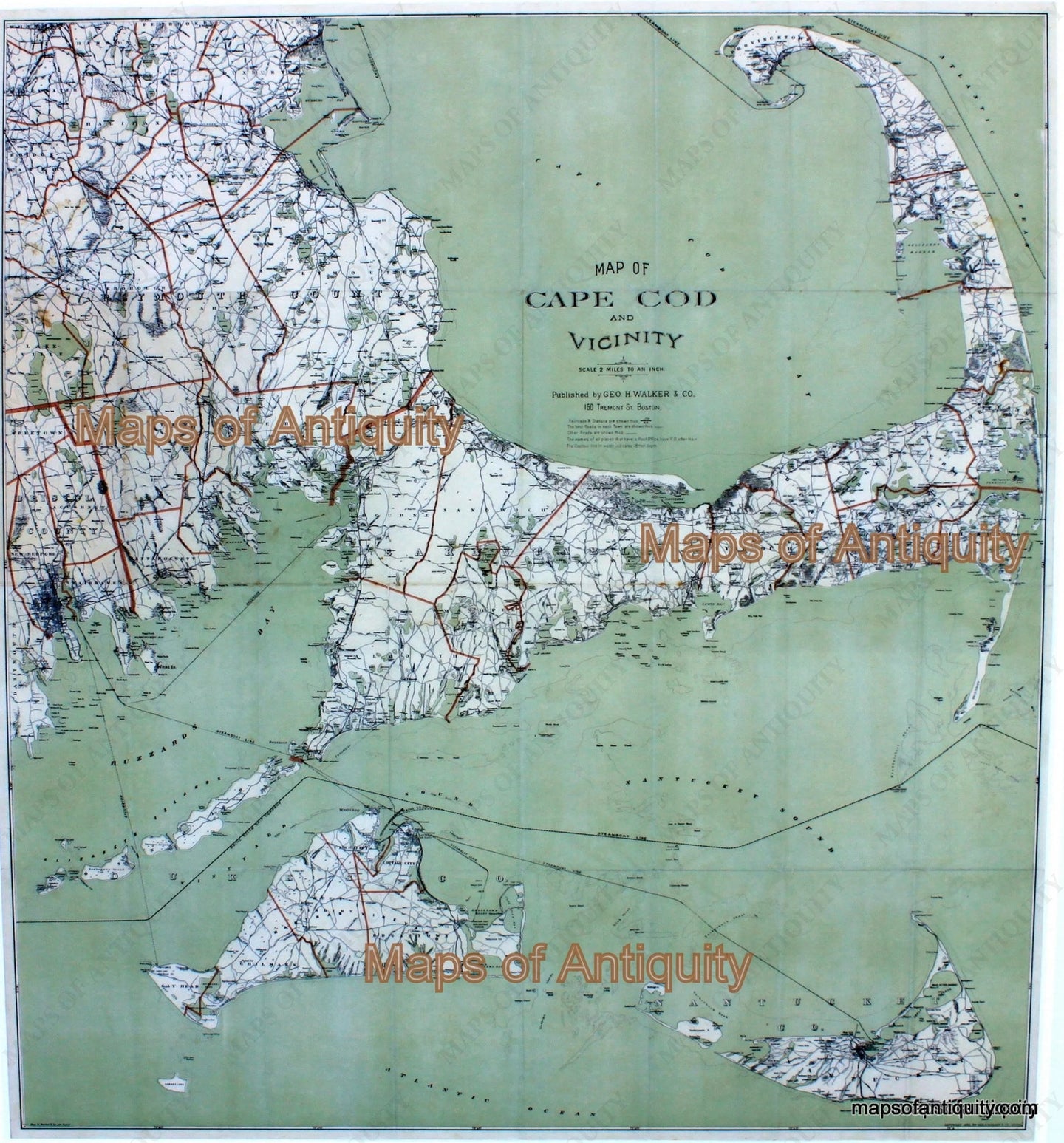 Cape Cod Map Sign Map of Cape Cod and Vicinity - Small- Reproduction Map – Maps of Antiquity