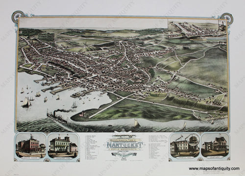 Reproduction-Bird's-Eye-View-of-the-Town-of-Nantucket-Looking-Southwest---Reproduction-Reproductions-Cape-Cod-and-Islands-Reproduction-Harper's-Weekly-Maps-Of-Antiquity