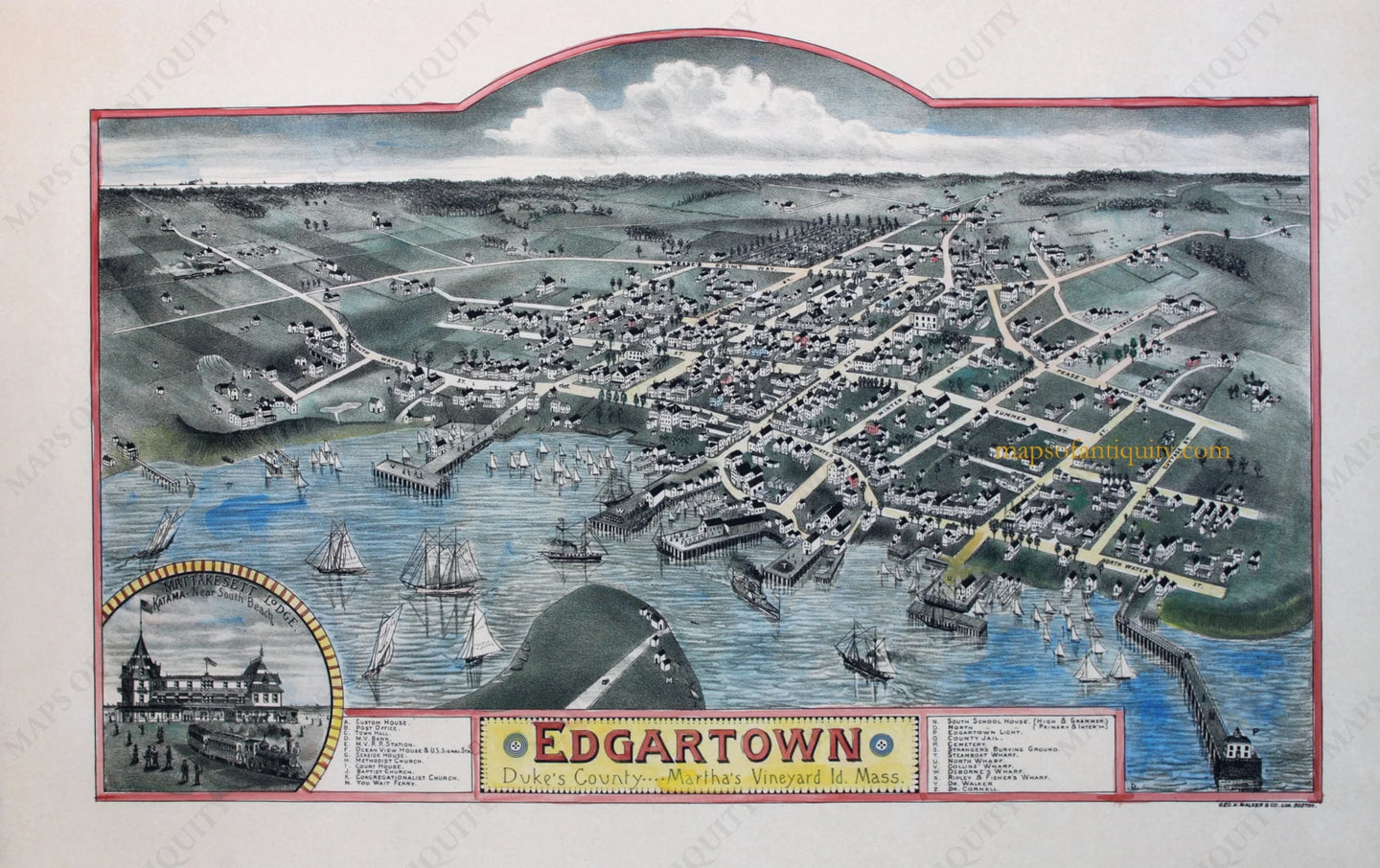 Reproduction-Map-Edgartown-Dukes-County-Martha's-Vineyard-Mass.