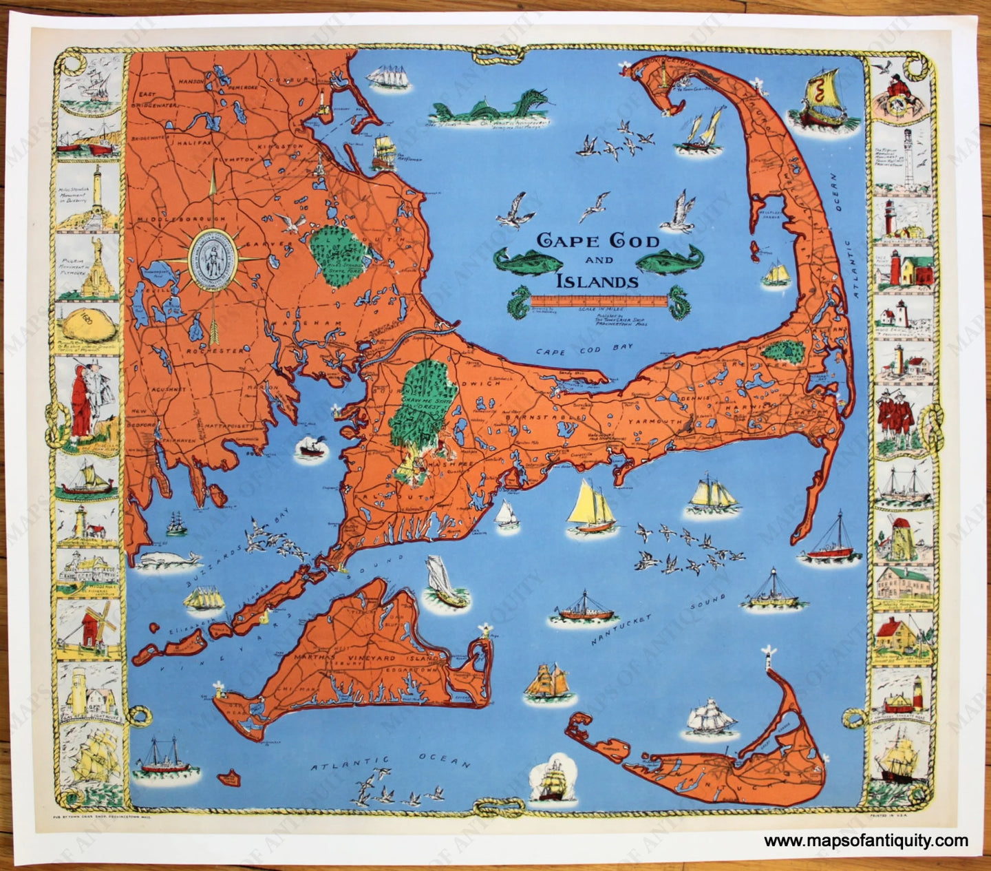 Cape Cod Era Cape Cod and Islands - Reproduction of a Vintage Map – Maps of Antiquity