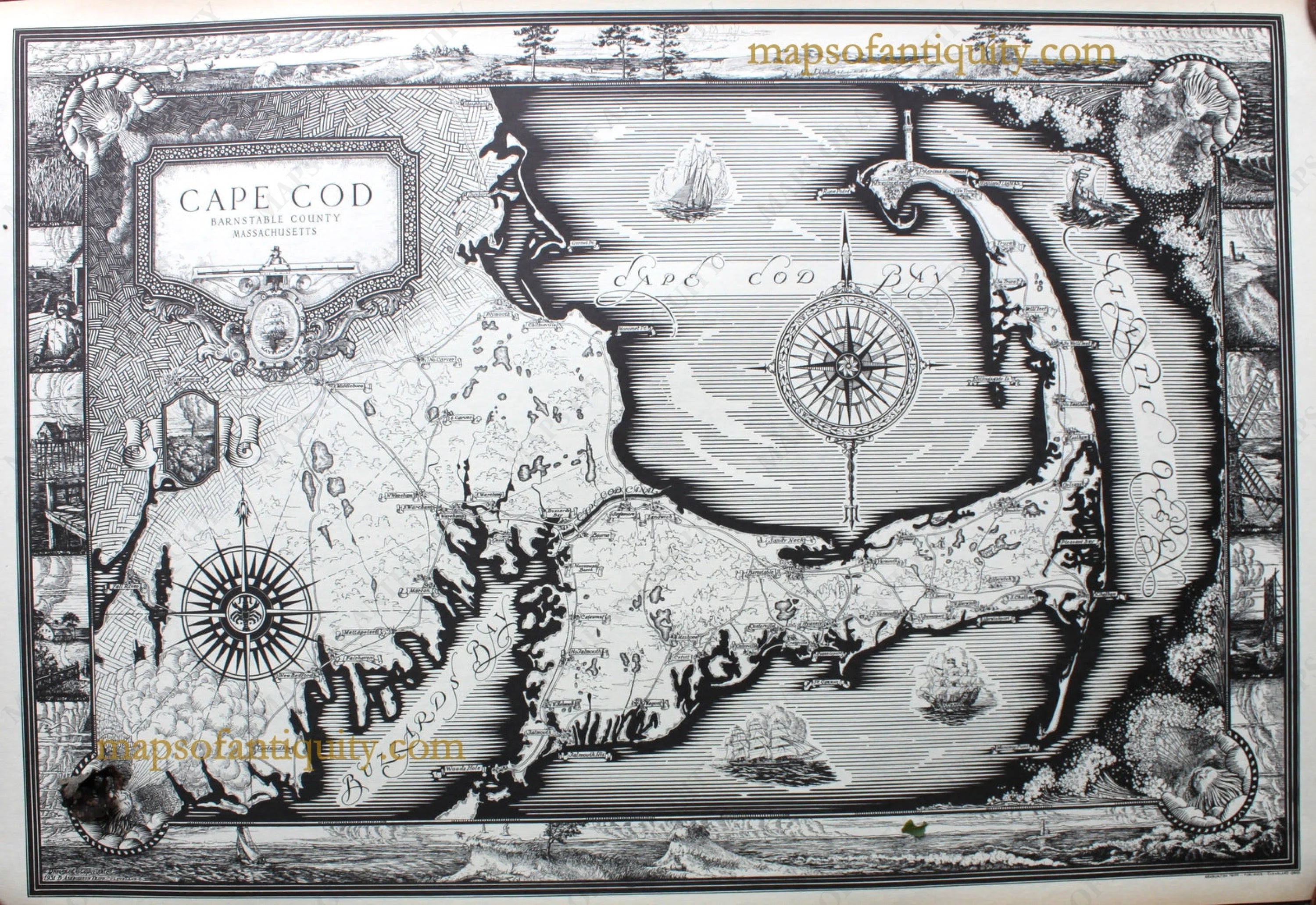 Cape Cod Barnstable County Massachusetts - Reproduction Map – Maps of ...