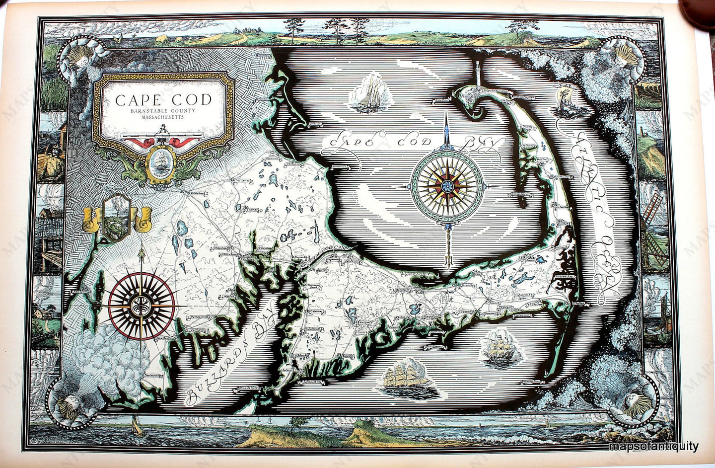 Reproduction-Antique-Map-Cape-Cod-Barnstable-County-Massachusetts-1931-Ashburton-Tripp-Reproduction-Reproduction-Cape-Cod-and-Islands-Reproduction-Hand-colored-local-artist-Maps-Of-Antiquity