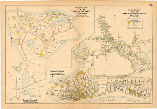 Reproduction-Falmouth-Falmouth-Heights-Chapoquoit-Barnstable:-Osterville-p.-12---Town-and-Village-Maps-Atlas-of-Barnstable-County-Walker-1906.---Reproduction----Reproductions-Cape-Cod-and-Islands-Reproduction--Maps-Of-Antiquity