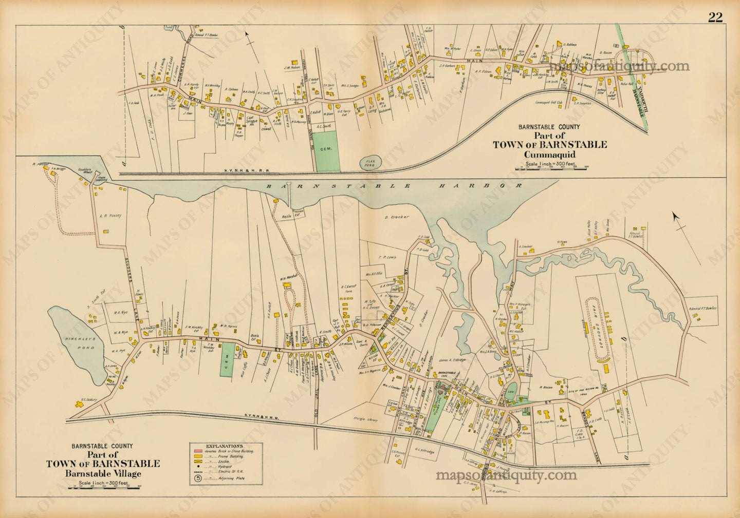 Reproduction-Barnstable-Village-Cummaquid-p.-22.---Town-and-Village-Maps-Atlas-of-Barnstable-County-Walker-1906.----Reproduction---Reproductions-Cape-Cod-and-Islands-Reproduction--Maps-Of-Antiquity