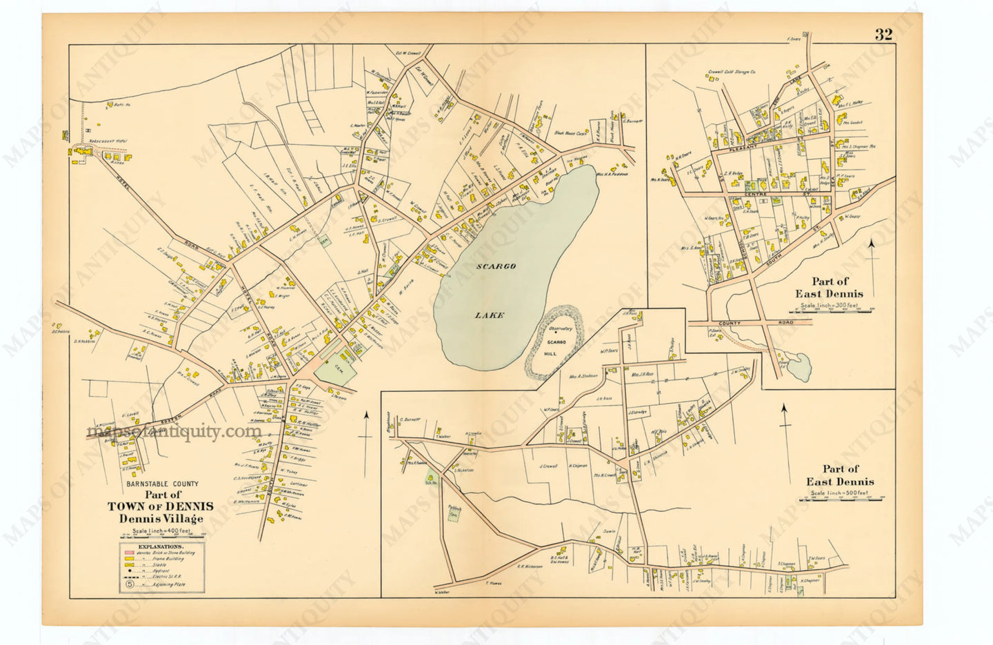 Reproduction-Dennis-Village-East-Dennis-p.-32.---Town-and-Village-Maps-Atlas-of-Barnstable-County-Walker-1906.----Reproduction---Reproductions-Cape-Cod-and-Islands-Reproduction--Maps-Of-Antiquity