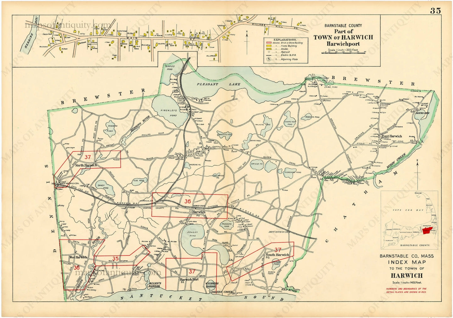 Reproduction-Map-Walker-1906.-Index-Map-of-the-Town-of-Harwich-Harwichport-p.-35.