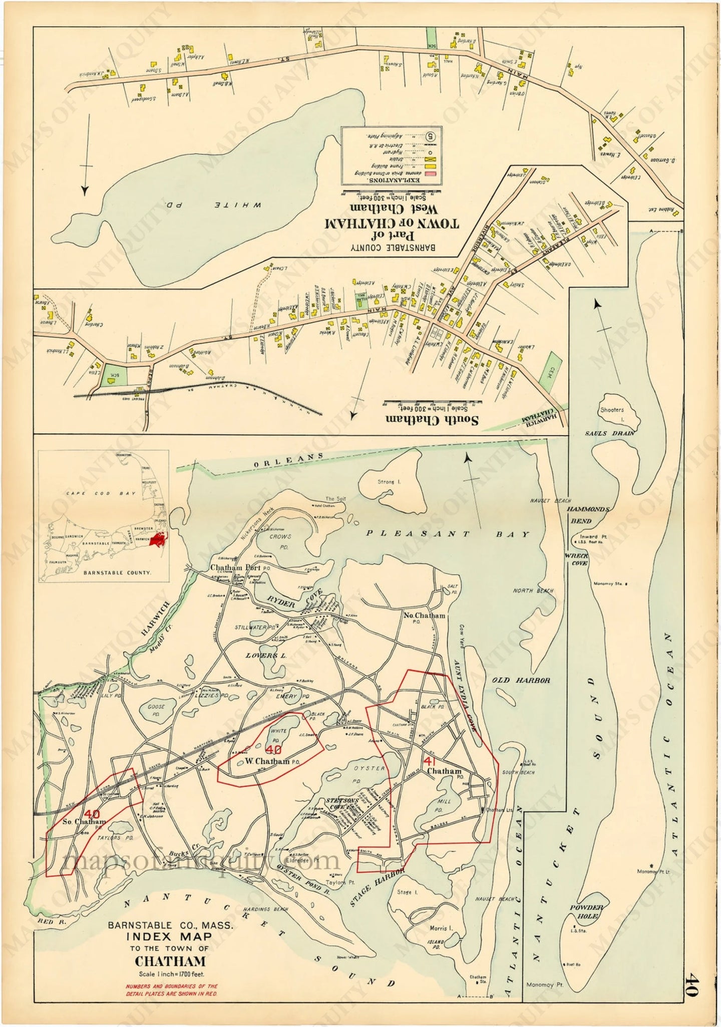 Reproduction-Index-Map-to-the-Town-of-Chatham-South-Chatham-West-Chatham-p.-40.---Town-and-Village-Maps-Atlas-of-Barnstable-County-Walker-1906.----Reproduction---Reproductions-Cape-Cod-and-Islands-Reproduction--Maps-Of-Antiquity