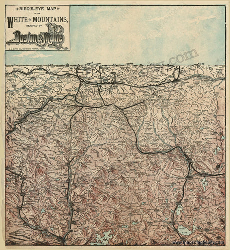 Reproduction-Bird's-Eye-Map-of-the-White-Mountains-reached-by-Boston-and-Maine---Reproduction---Reproductions-Northeast-Reproduction--Maps-Of-Antiquity