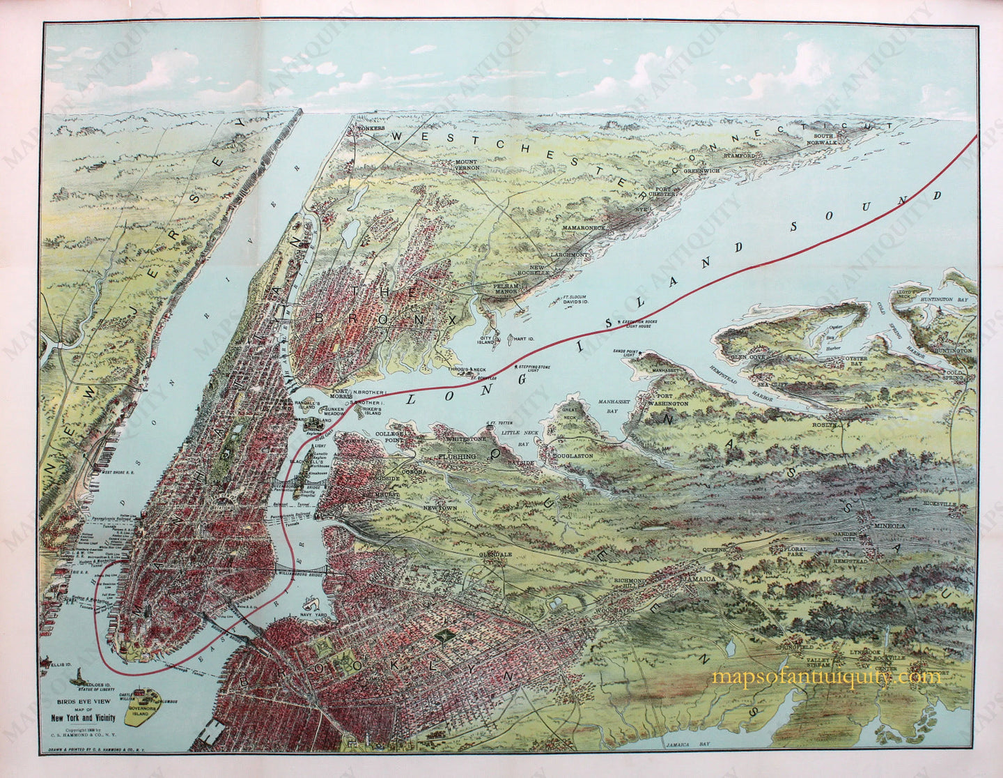 Reproduction-Birds-Eye-View-Map-of-New-York-and-Vicinity-Print---Reproduction---Reproductions-New-York--Reproduction-Maps-Of-Antiquity