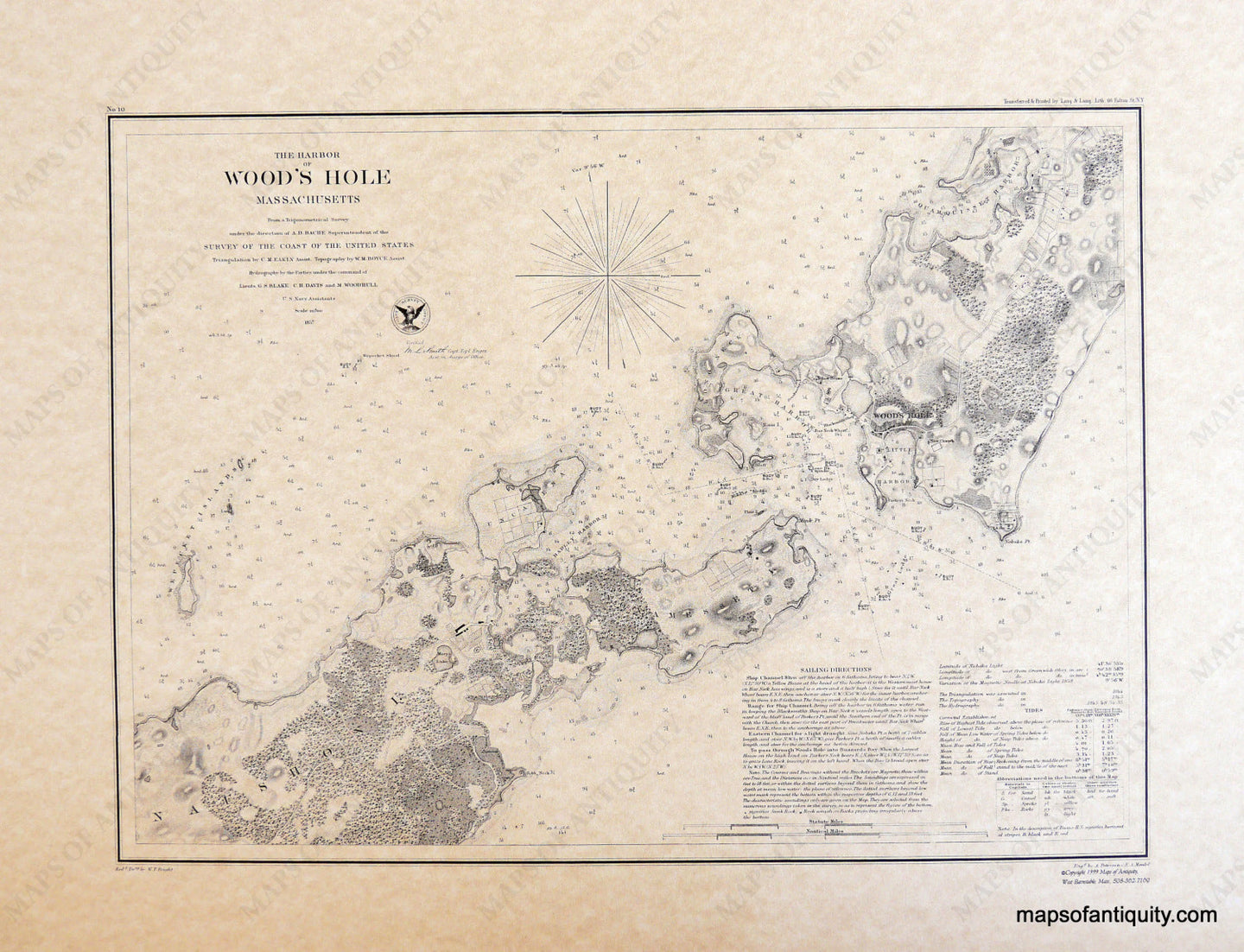 Reproduction-The-Harbor-of-Woods-Hole-Massachusetts.---Reproduction---Reproduction-Coastal-Cape-Cod--U.-S.-Coast-and-Geodetic-Survey--Maps-Of-Antiquity