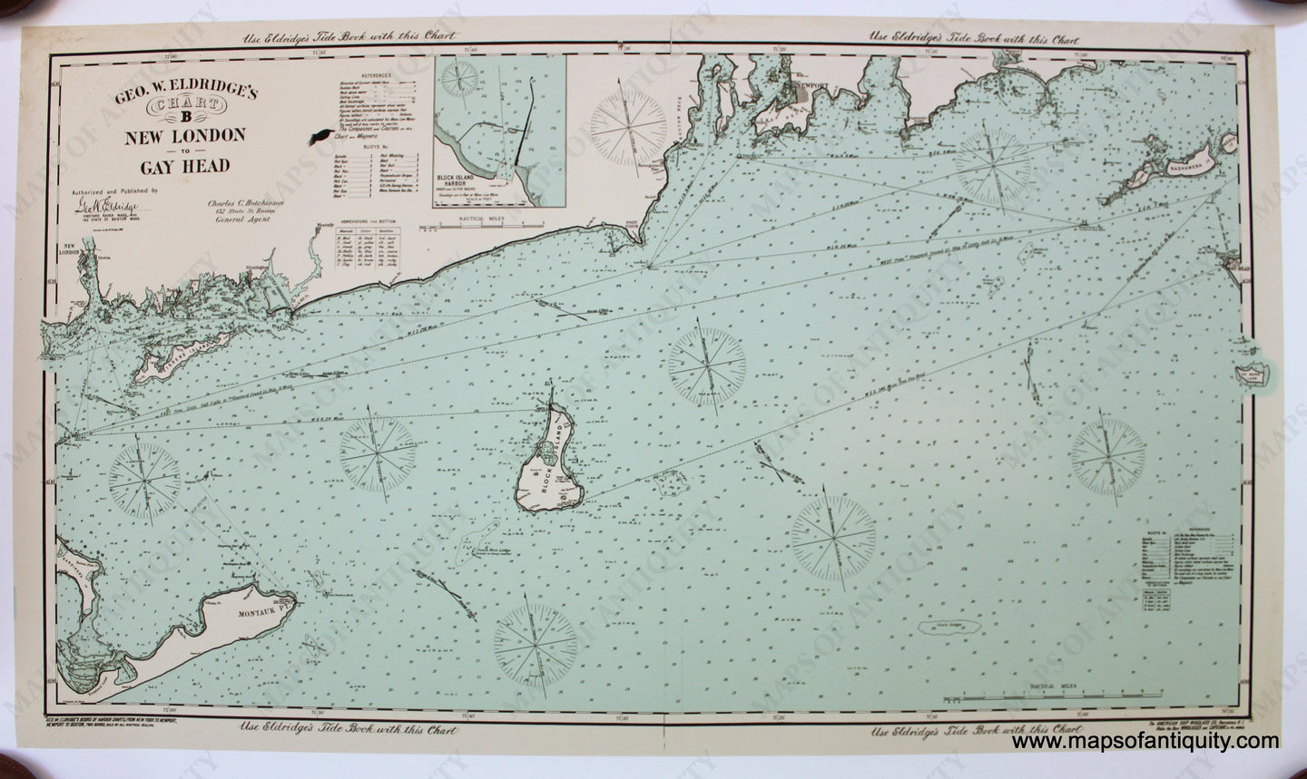 Reproduction-Reproductions-Antique-Map-Chart-B-New-London-to-Gay-Head-Eldridge-Nautical-Maritime-Maps-of-Antiquity