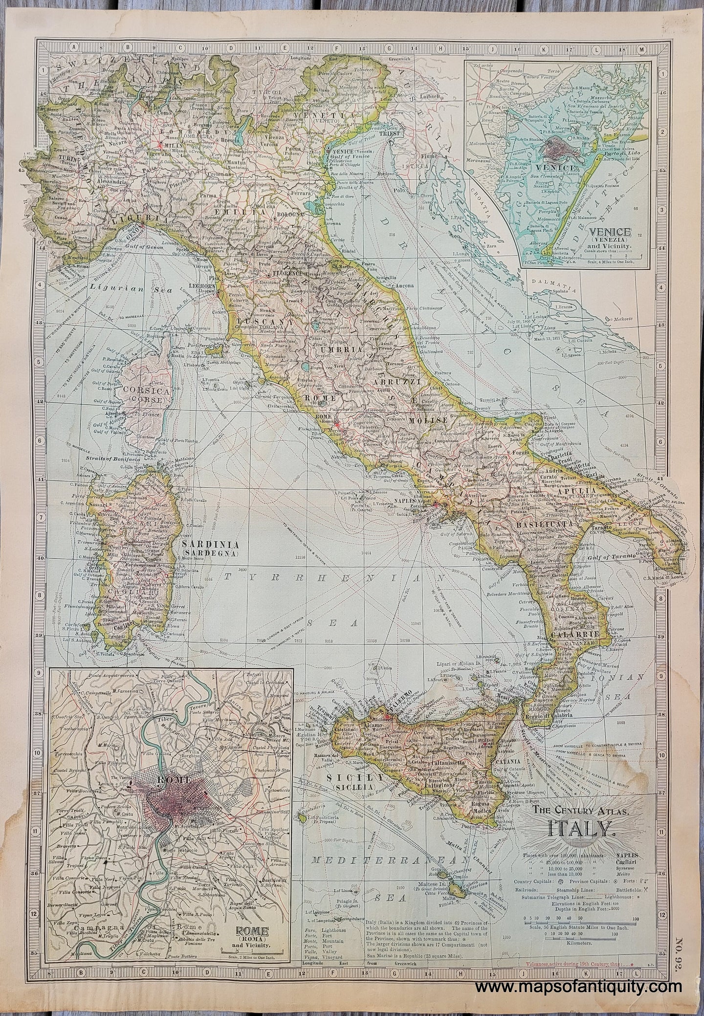 The Century Atlas Italy - Reproduction Map