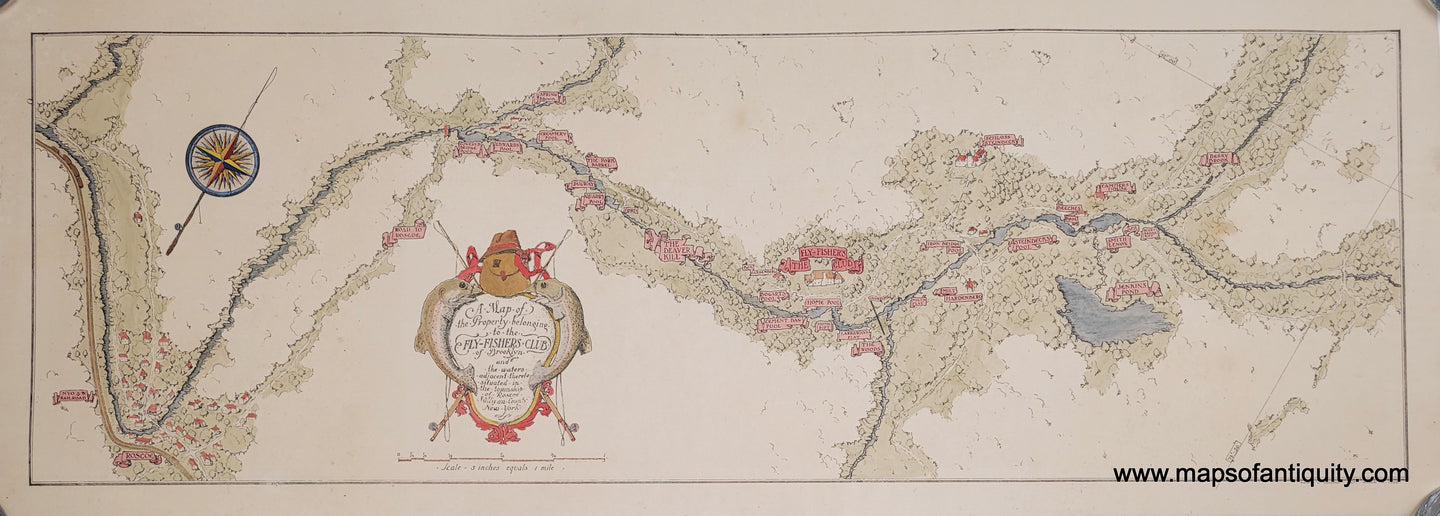 A Map of the Property belonging to the Fly-Fisher's Club of Brooklyn - Hand-colored Reproduction Map