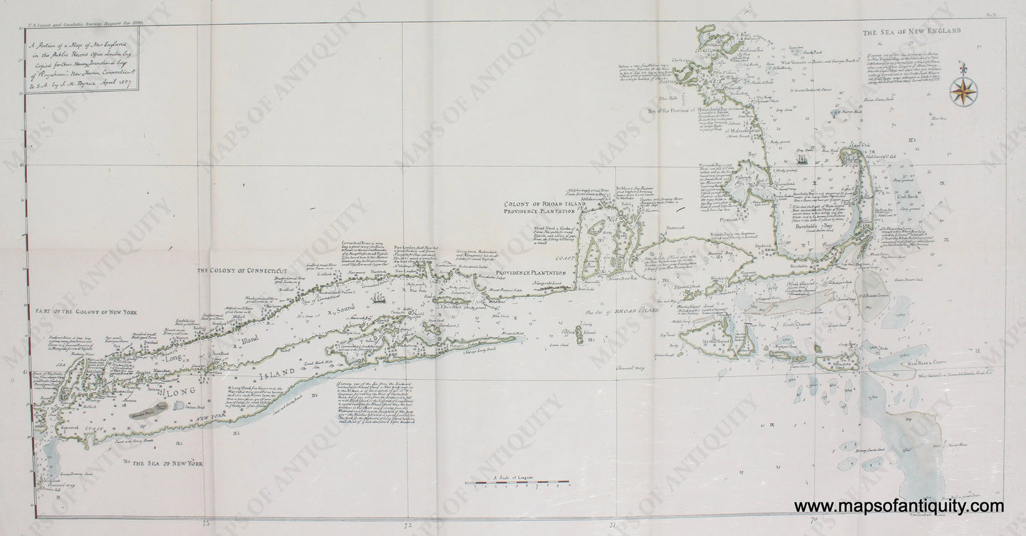 Reproduction-Antique-Map-Southack-New-York-Long-Island-Cape-Cod-Boston-1710-1890