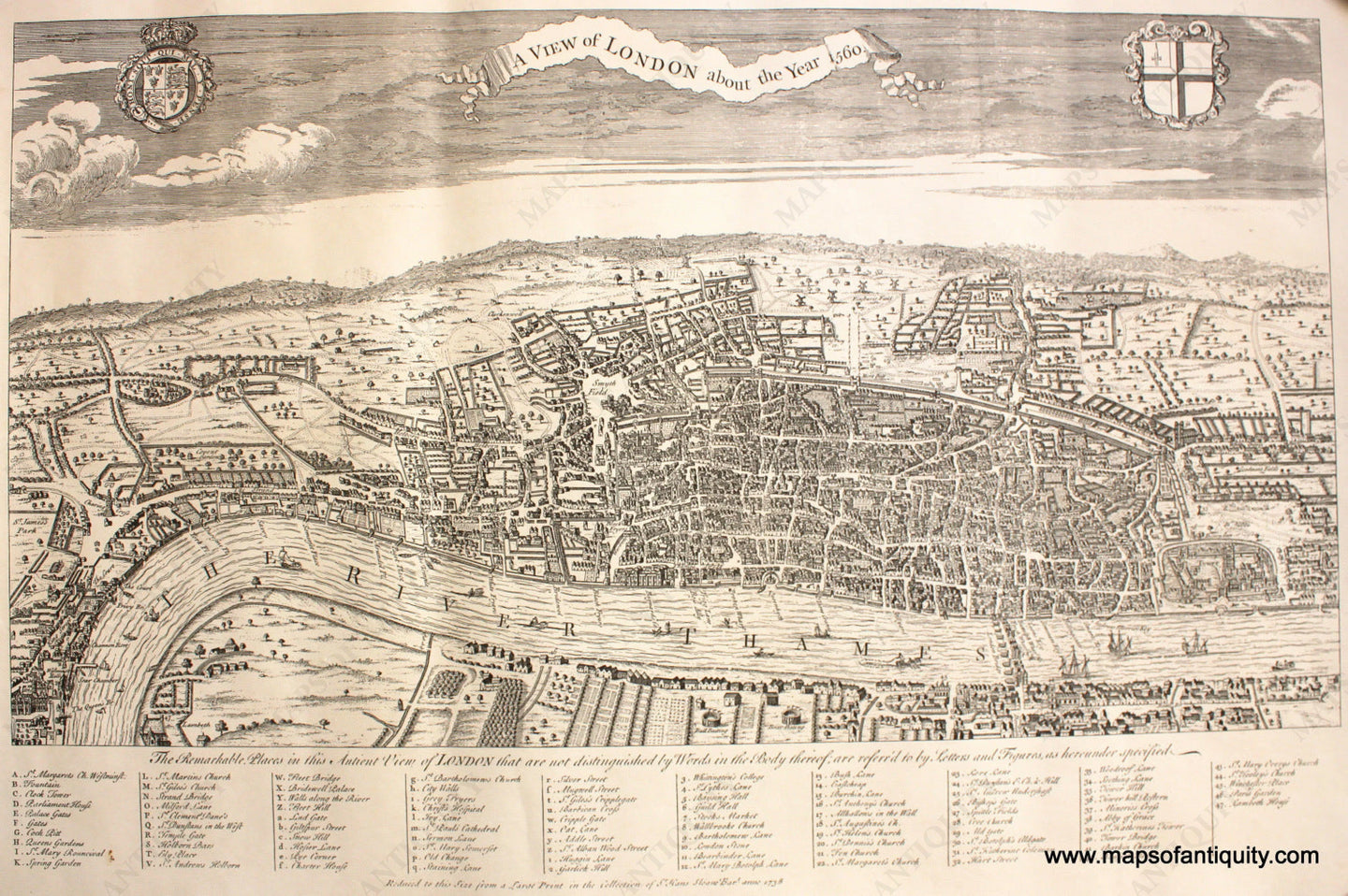 High-quality-Reproduction-A-View-of-London-about-1560---Reproduction-Reproductions---Reproduction-Maps-Of-Antiquity