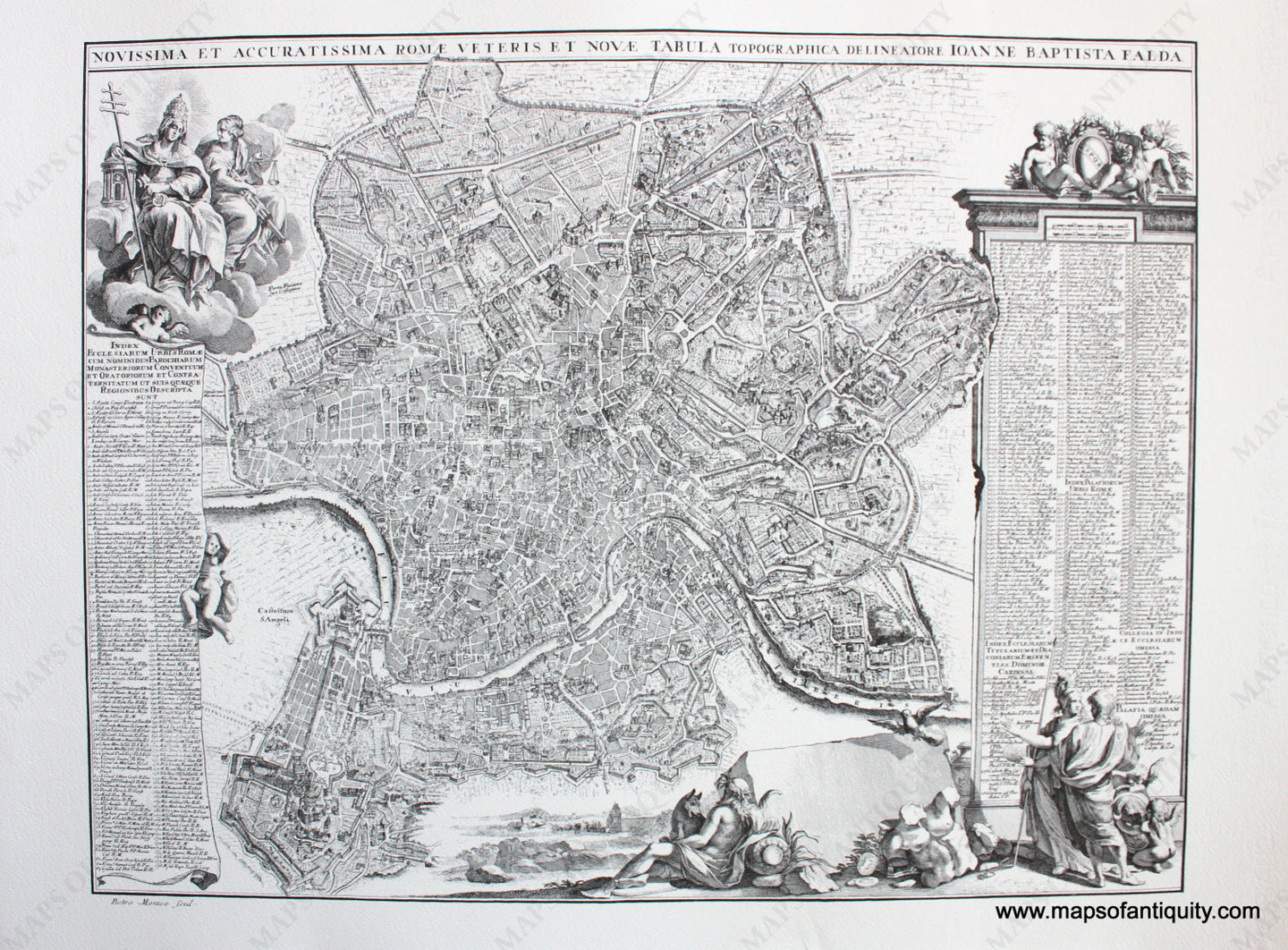 High-quality-Reproduction-Novissima-et-Accuratissima-Rome-Veteris-et-Novae-Tabula-Topographica-Delineatore-Ioanne-Baptista-Falda---Reproduction-Reproductions---Reproduction-Maps-Of-Antiquity