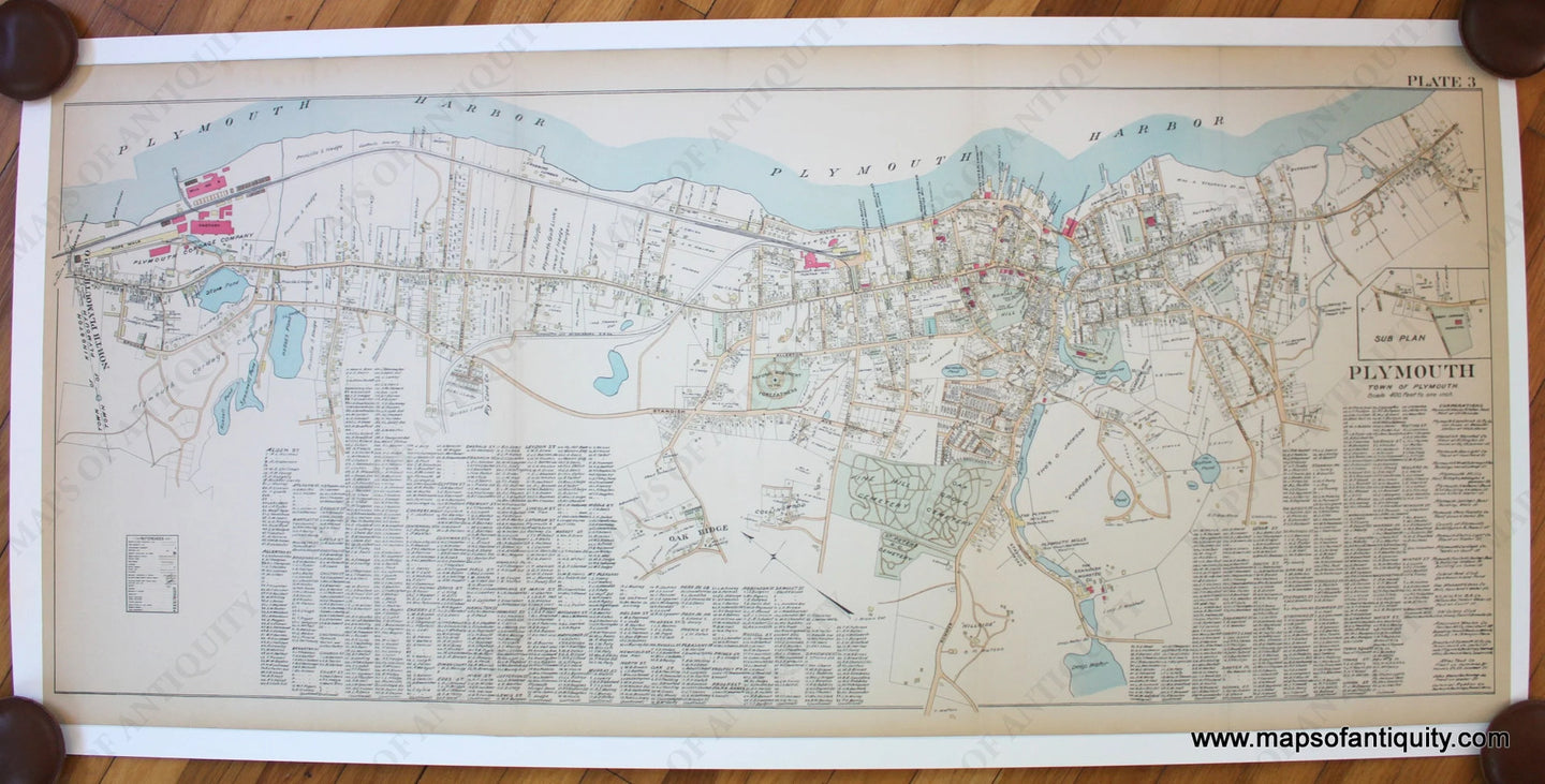 Antique-Map-Plate-3-Plymouth-Town-of-MA-Reproduction-Reproductions-Richards-1903-Maps-Of-Antiquity