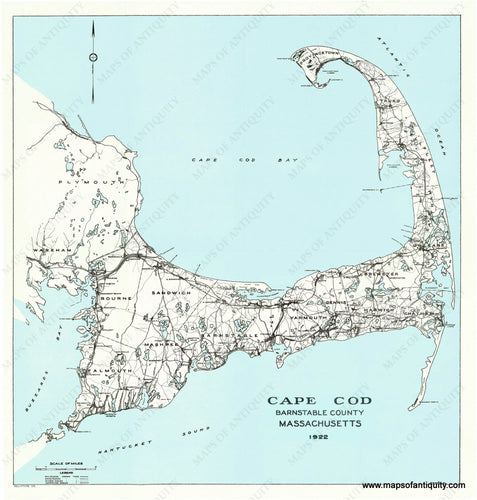 Reproduction-Antique-Map-Cape-Cod-Barnstable-County-Massachusetts-1922