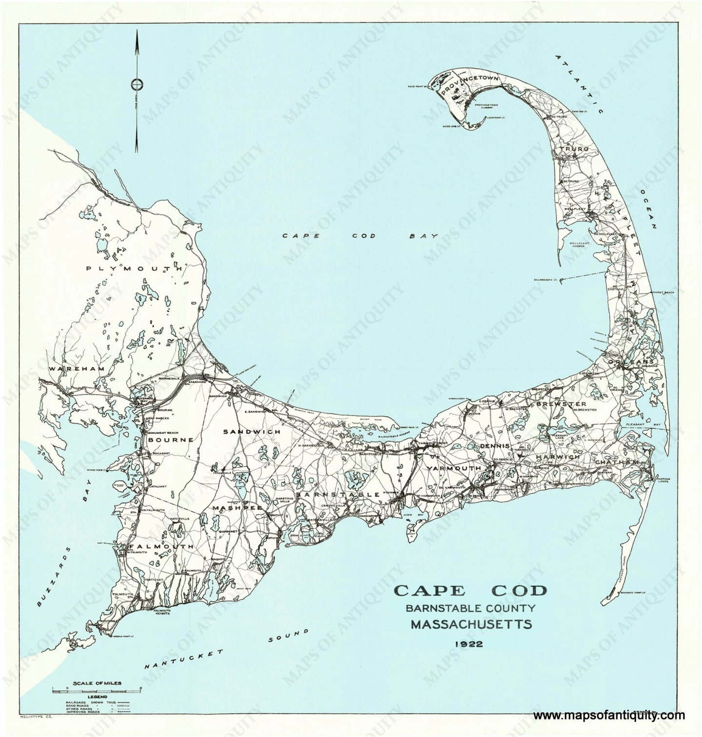 Reproduction-Antique-Map-Cape-Cod-Barnstable-County-Massachusetts-1922