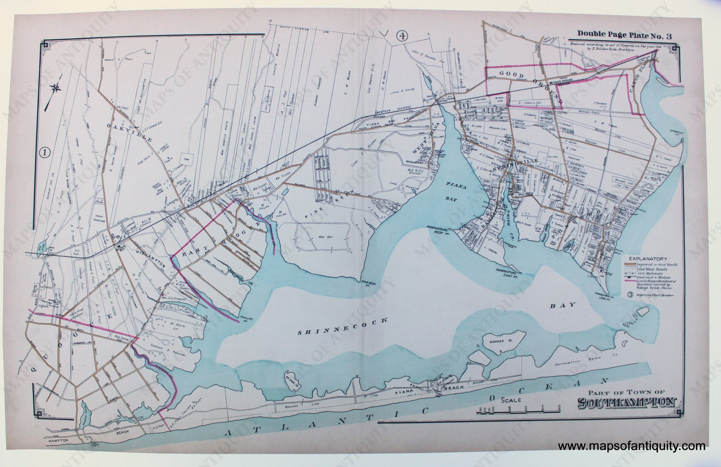 Reproductions-Part-of-Town-of-Southampton-Long-Island-E.-Belcher-Hyde-New-York-1800s-19th-century-Maps-of-Antiquity