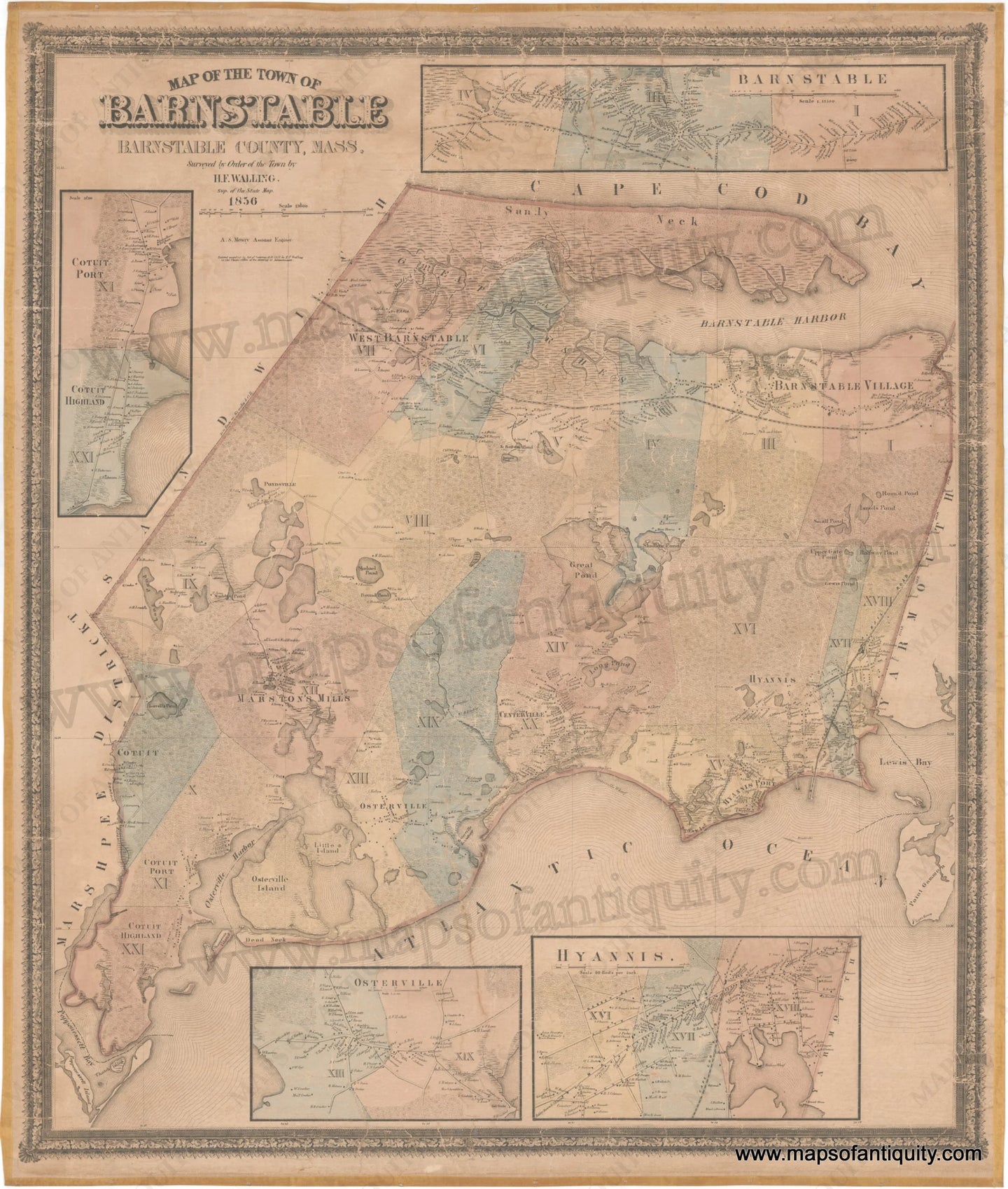 Reproduction-Map-of-the-Town-of-Barnstable-Barnstable-County-Mass.-Reproduction-Cape-Cod-Towns-1800s-19th-century-Maps-of-Antiquity