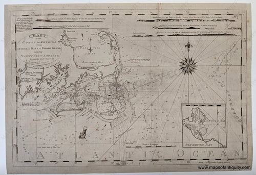 Reproduction-Chart-of-the-Coast-of-America-from-George's-Bank-to-Rhode-Island-including-Nantucket-Shoals-&c.-From-the-Latest-Surveys---Reproduction-Reproduction----Maps-Of-Antiquity-1800s-19th-century