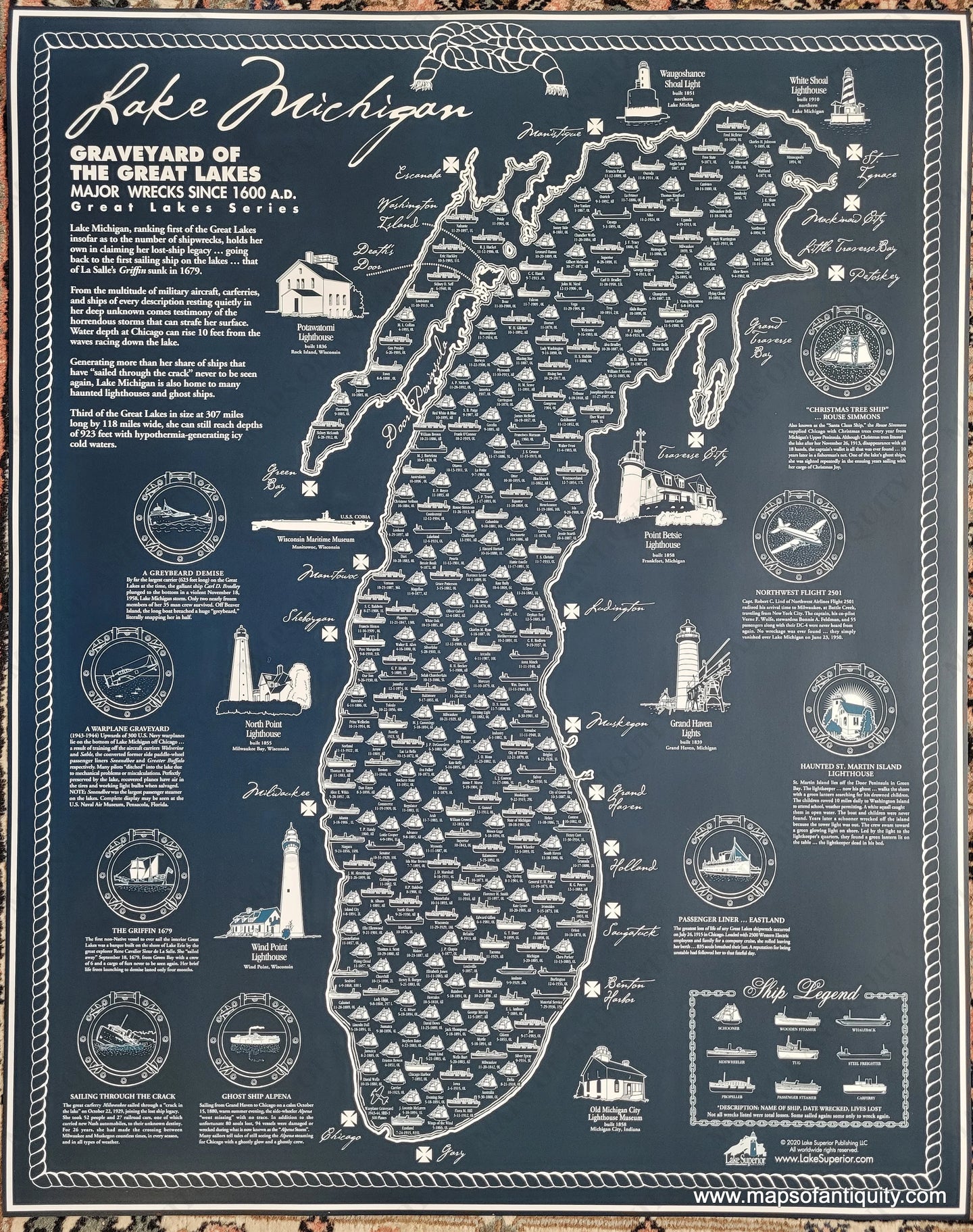 Modern-Print-Shipwrecks-of-Lake-Michigan-map-shipwreck-Maps-Of-Antiquity