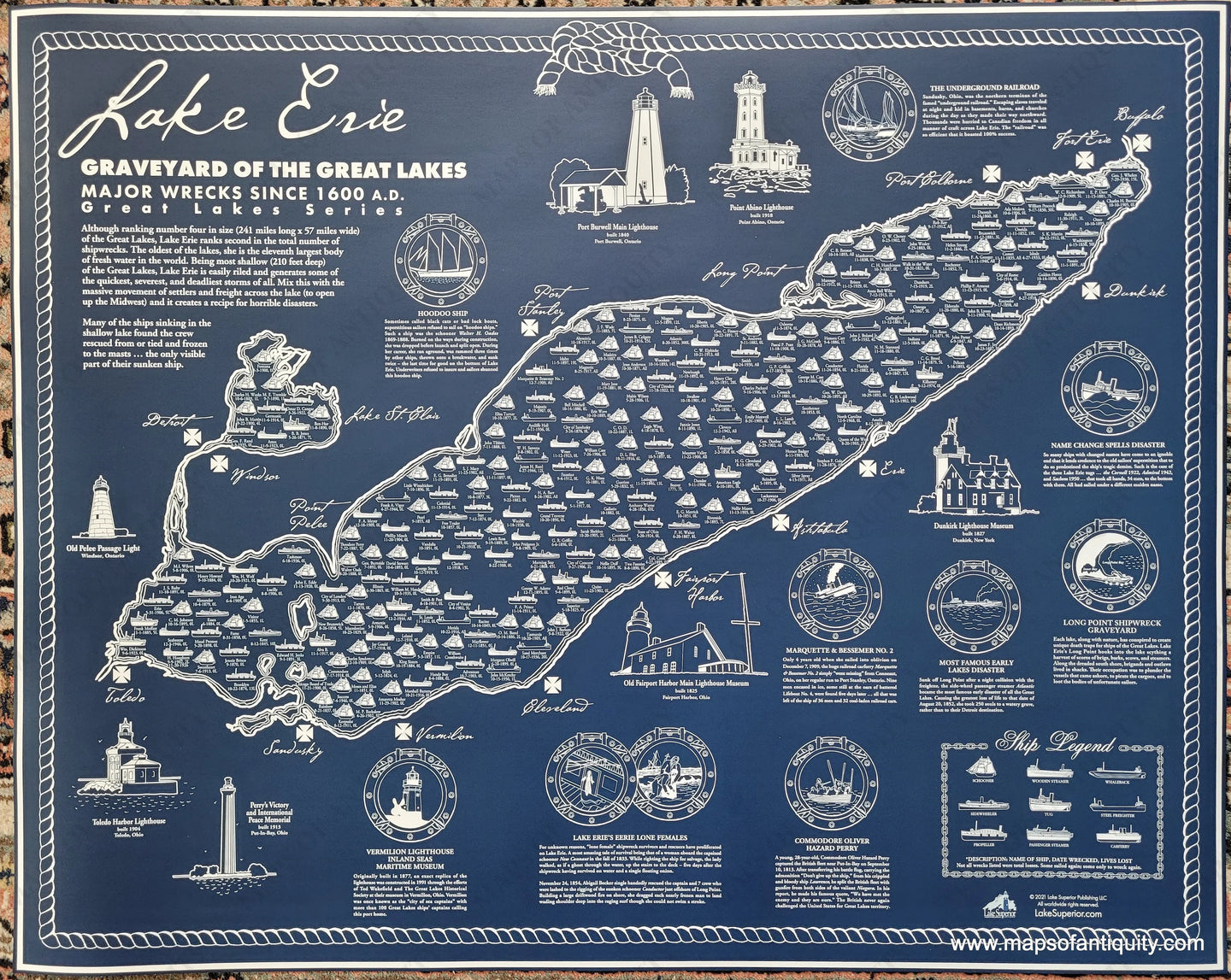 Modern-Print-Shipwrecks-of-Lake-Erie-map-shipwreck-Maps-Of-Antiquity