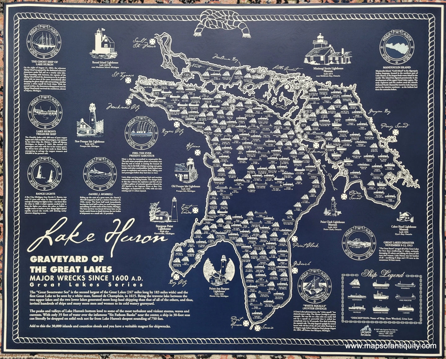 Modern-Print-Shipwrecks-of-Lake-Huron-map-shipwreck-Maps-Of-Antiquity