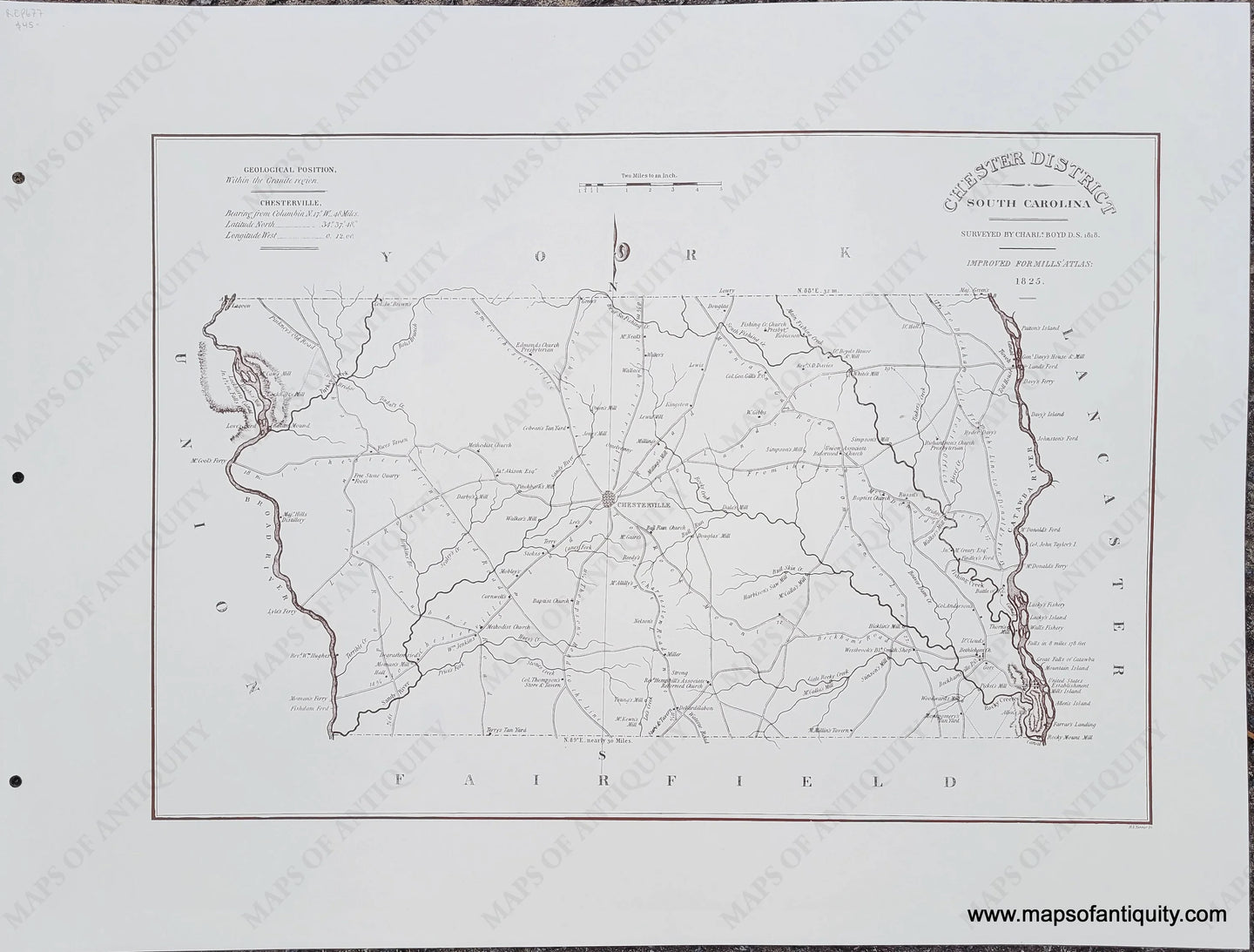 Reproduction-Chester District, South Carolina-1825 / 1979--Maps-Of-Antiquity