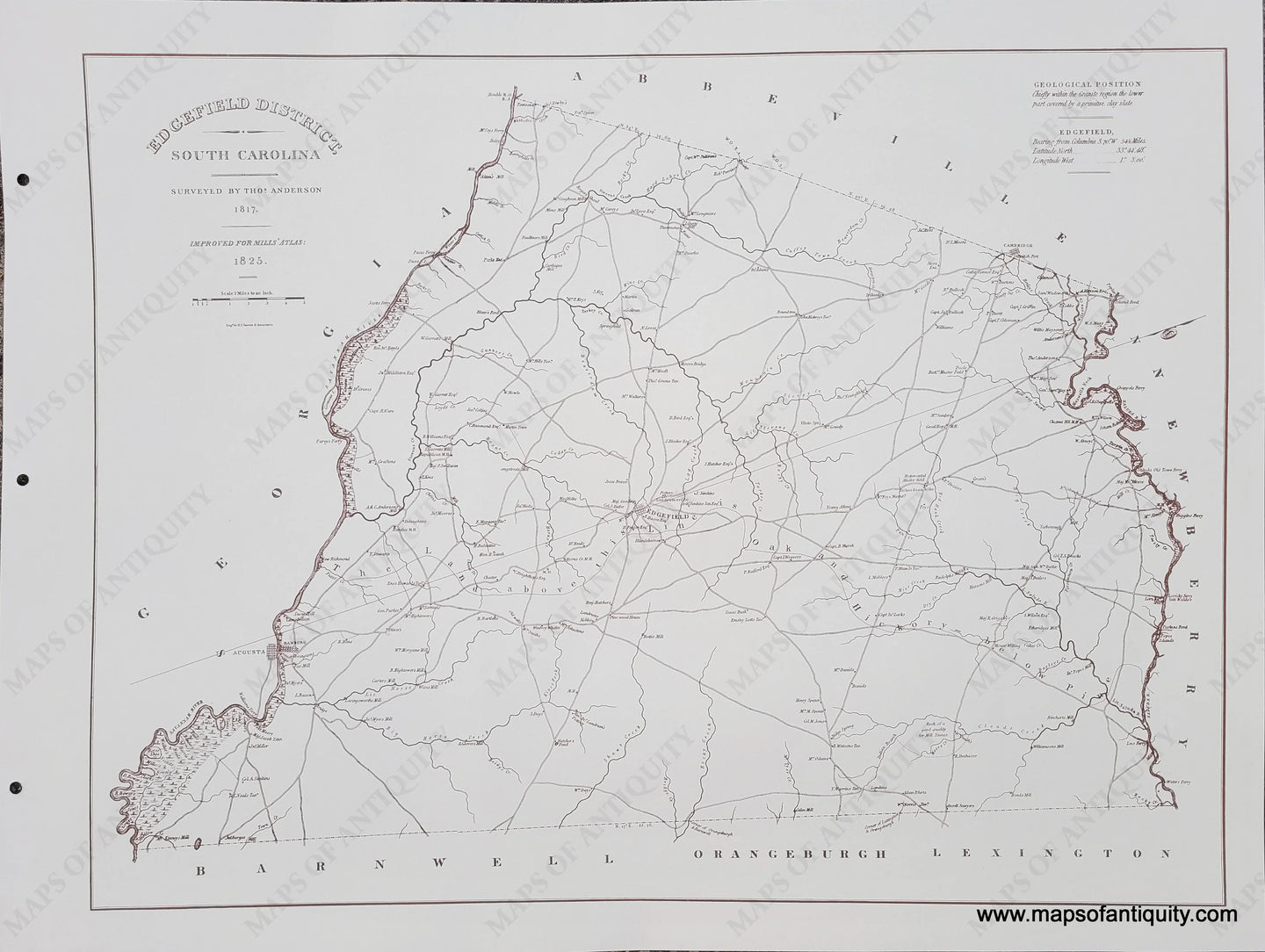 Reproduction-Edgefield District, South Carolina-1825 / 1979--Maps-Of-Antiquity