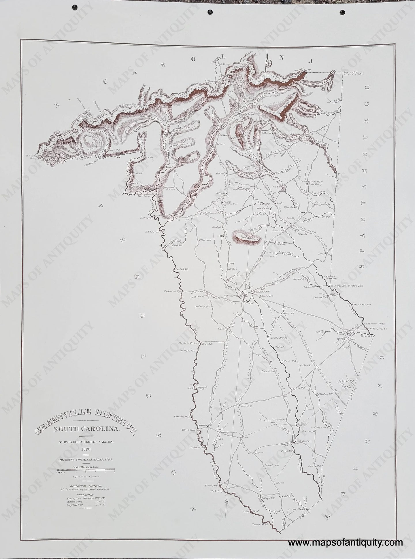 Reproduction-Greenville District, South Carolina-1825 / 1979--Maps-Of-Antiquity