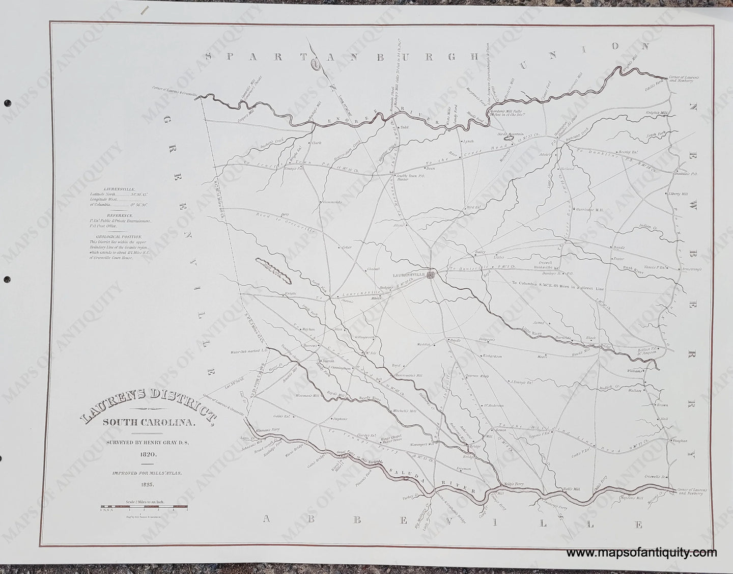 Reproduction-Laurens District, South Carolina-1825 / 1979--Maps-Of-Antiquity