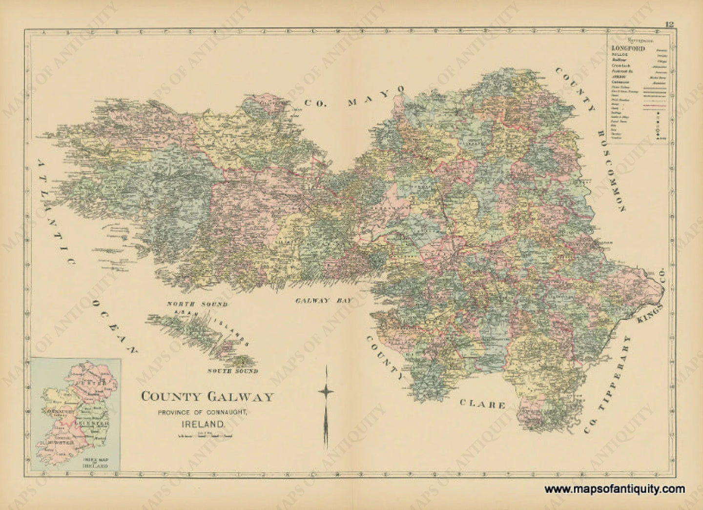 Reproductions-County-Galway-Province-of-Connaught-Ireland-Richards-Richards-Europe-1800s-19th-century-Giclee-Print-Reproduction-Maps-of-Antiquity