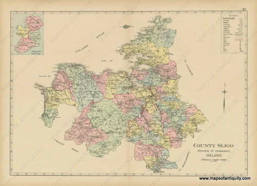 Antique-Map-Reproductions-County-Sligo-Province-of-Connaught-Ireland-Richards-Richards-Europe-1800s-19th-century-Giclee-Print-Reproduction-Maps-of-Antiquity