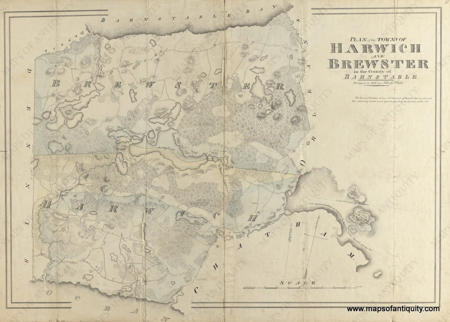 High-Quality-Giclee-Reproduction-Plan-of-the-Towns-of-Harwich-and-Brewster-in-the-County-of-Barnstable---Maps-Of-Antiquity