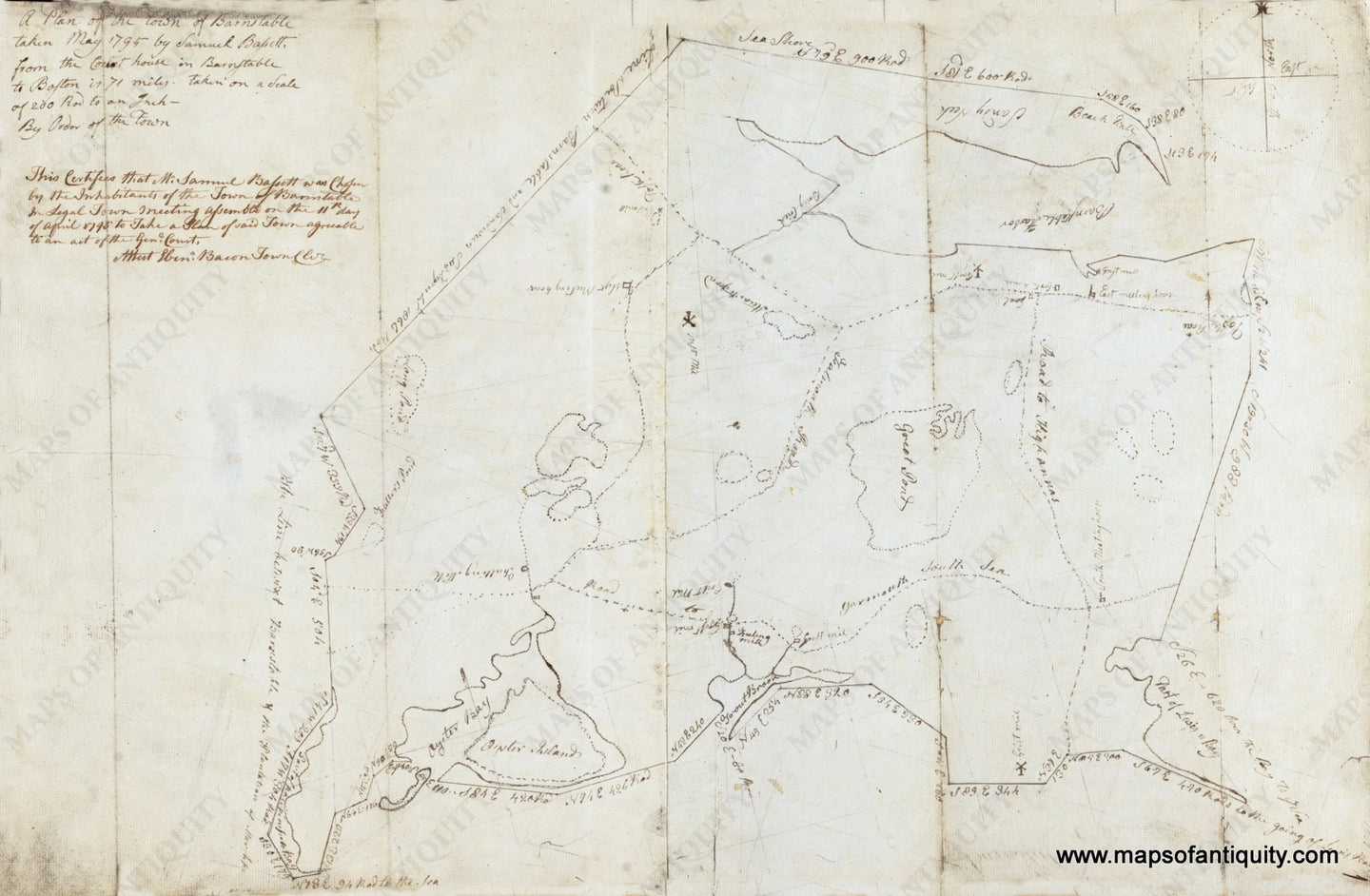 High-Quality-Giclee-Reproduction-A-Plan-of-the-Town-of-Barnstable-take-May-1795-by-Samuel-Bassett---Maps-Of-Antiquity