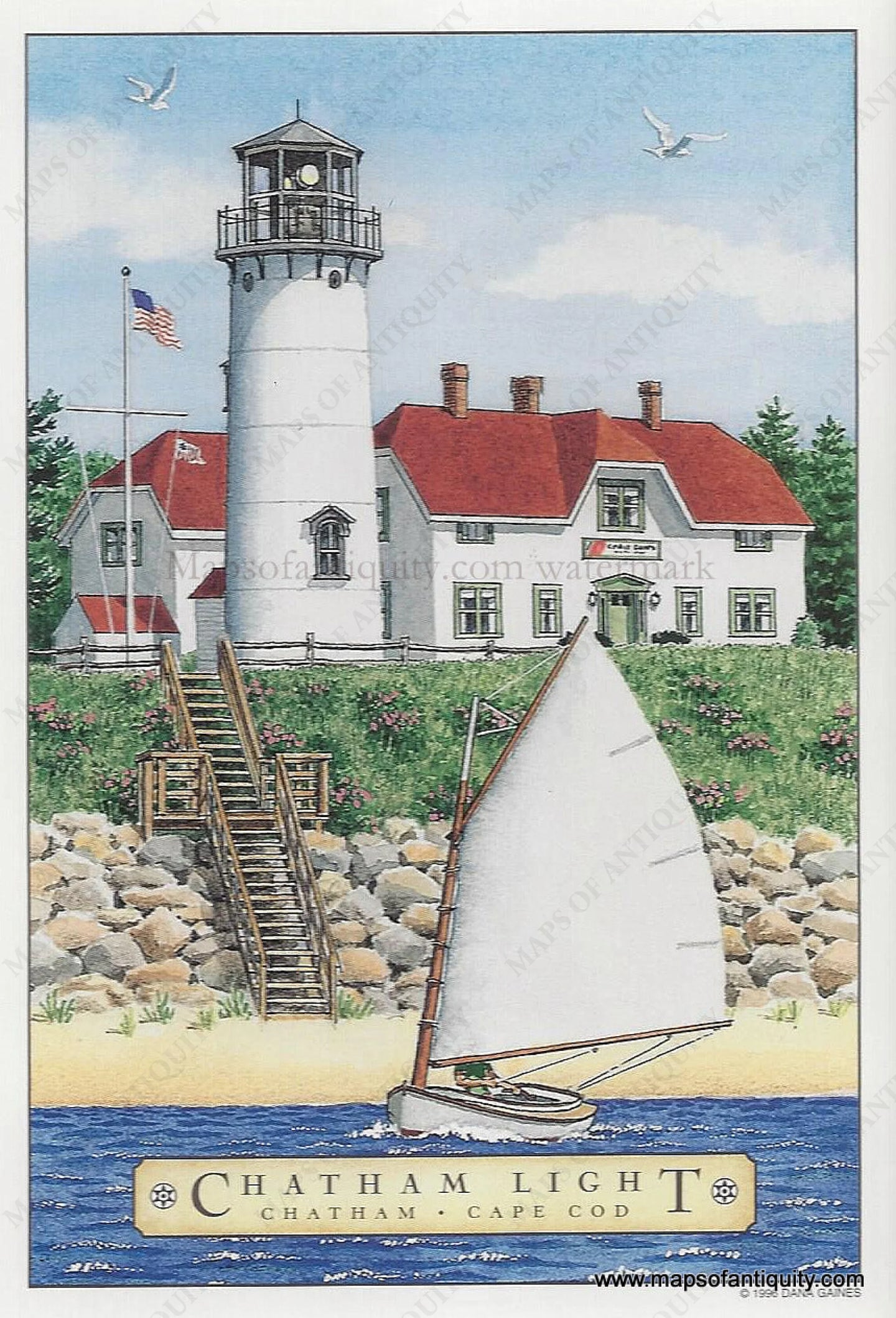 Modern-Print-Chatham-Light-Chatham-Cape-Cod-1996-Dana-Gaines-Maps-Of-Antiquity