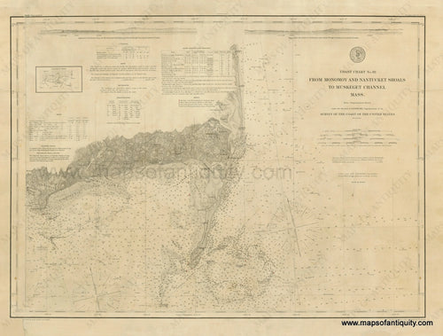 Reproduction-Chatham and Monomoy Shoals Chart from 1886-----Maps-Of-Antiquity-1800s-19th-century