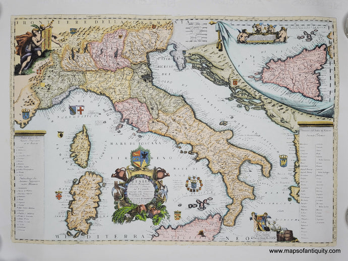 Digitally-Engraved-Specialty-Reproduction-Italy---Italia-Parte-Occidentale-Descritta-e-Dedicata-del-P-Coronelli--Reproduction-Maps-Of-Antiquity