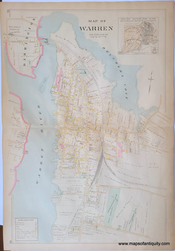 Antique-Hand-Colored-Map-City-of-Warren-United-States-Northeast-1895-Everts-&-Richards-Maps-Of-Antiquity