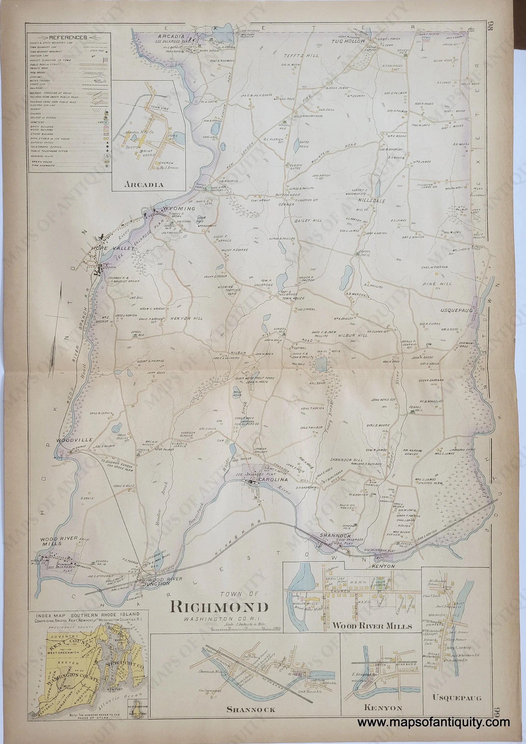 1895 - Town of Richmond, Arcadia, Wood River Mills, Shannock, Kenyon ...