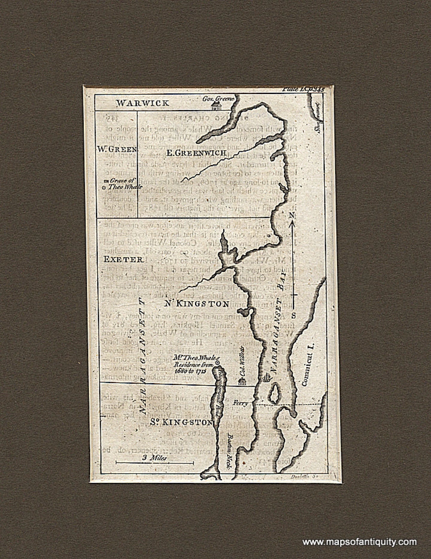 Black-and-White-Antique-Map-Rhode-Island-Kingston-area-Rhode-Island--1794-Ezra-Stiles-Maps-Of-Antiquity