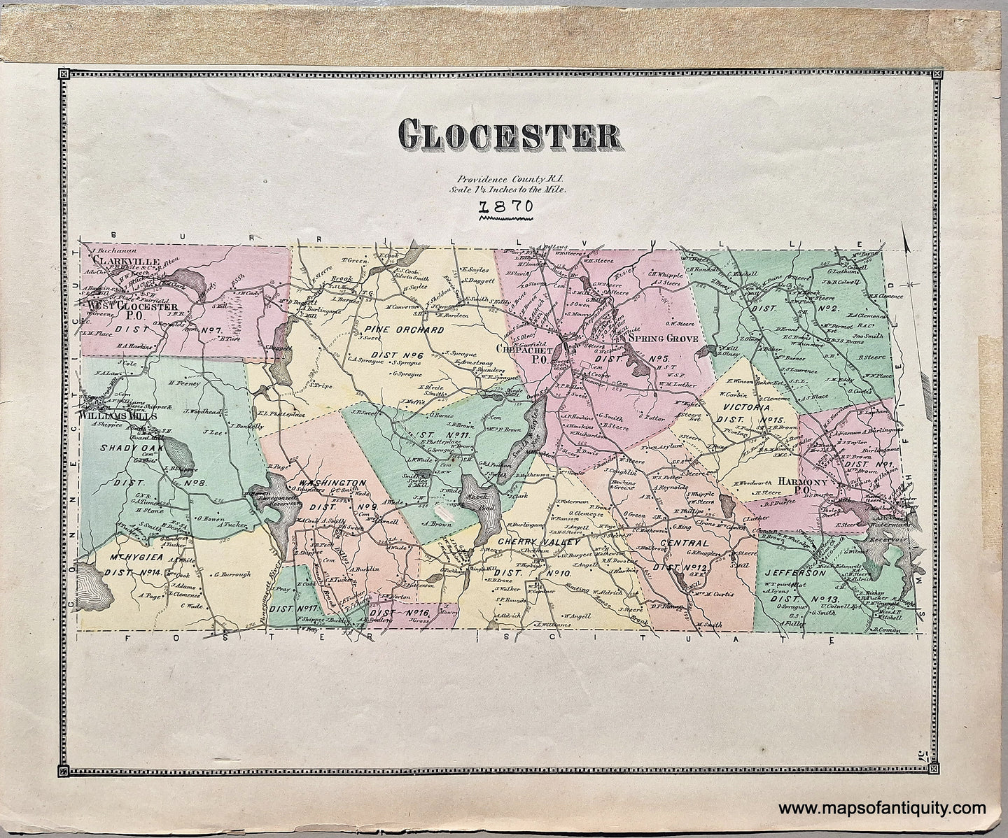 Antique-Hand-Colored-Map-Gloucester-Rhode-Island-Rhode-Island--1870-Beers-Maps-Of-Antiquity