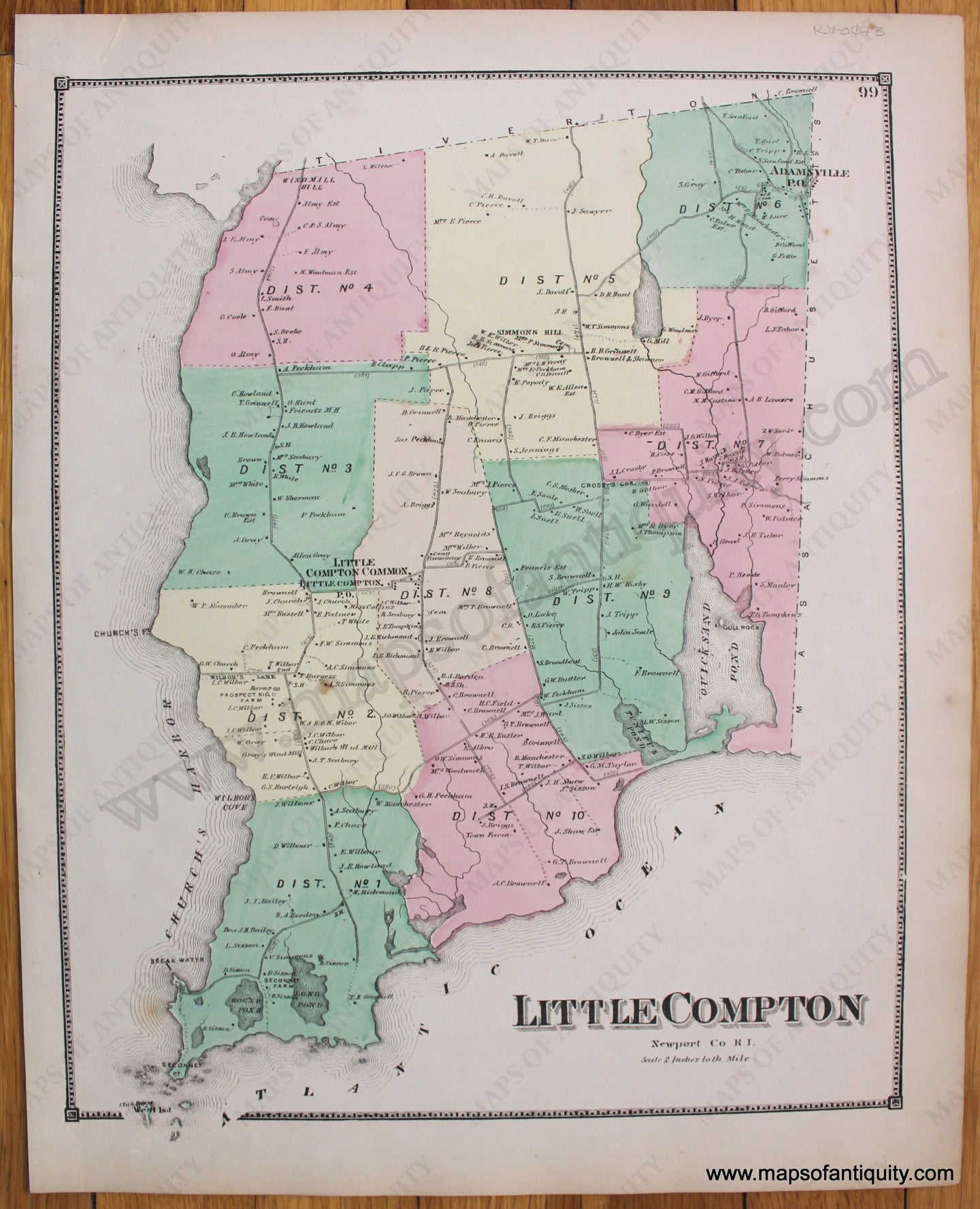 Antique-Map-Little-Compton-Rhode-Island-RI-map-1870