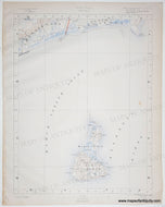 Antique map of a coastal area of Rhode Island with grid lines and labeled coordinates, featuring Block Island RI
