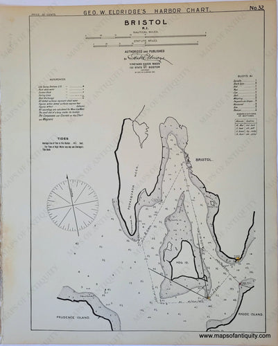 Black-and-White-Antique--Nautical-Chart-Bristol-RI-United-States-Rhode-Island-1901-Eldridge-Maps-Of-Antiquity