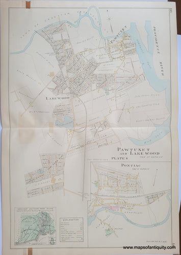 Antique-Hand-Colored-Map-RI-Rhode-Island-Town-of-Warwick-villages-of-Pawtuxet-Lakewood-and-Pontiac-United-States-Northeast-1895-Everts-&-Richards-Maps-Of-Antiquity