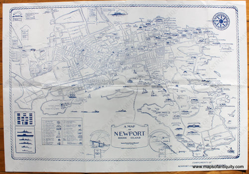 Antique-Printed-Color-Pictorial-Map-A-Map-of-Newport-Rhode-Island-*****SOLD*****-United-States-Rhode-Island-1946-A.-Hartley-&-G.-Ward-Maps-Of-Antiquity-1800s-19th-century